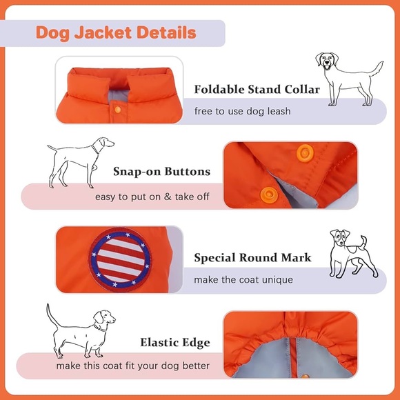 Kuoser Winter Dog Vest Quilted Windproof Puffer Jacket..orange..large..(NWT) - Picture 3 of 7